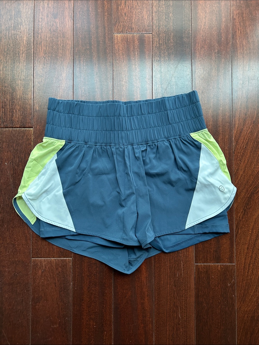 Gilly Hicks Navy Athletic Shorts with Lime and White Panels